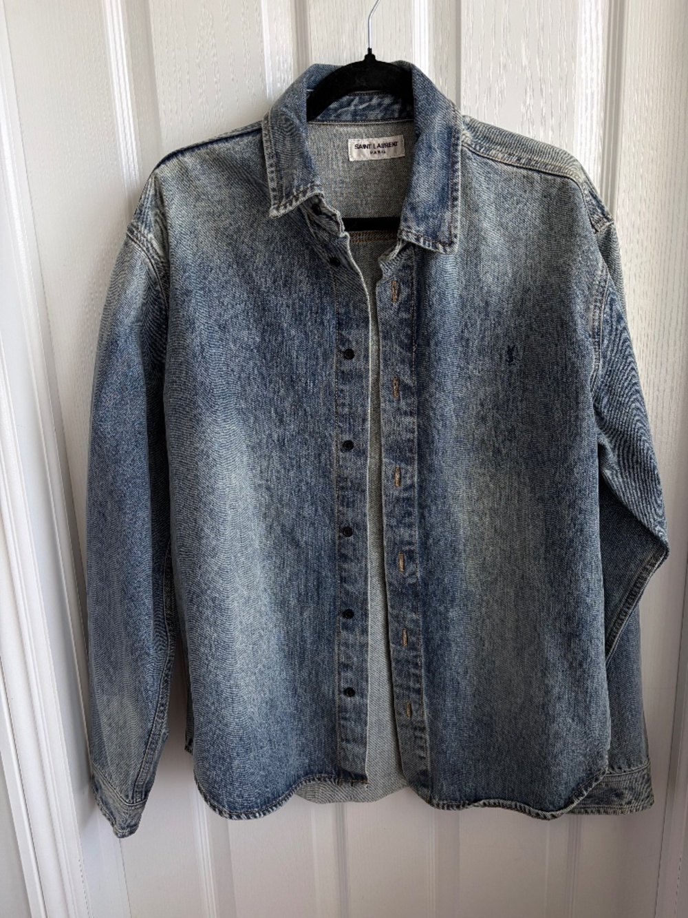 Saint Laurent YSL Cassandre Denim Shirt Men's XL